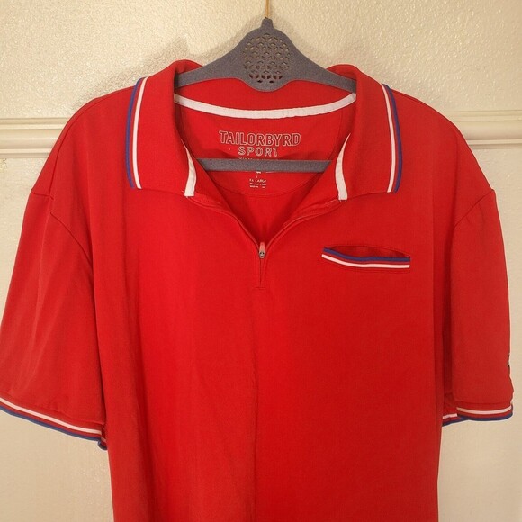 TailorByrd Golf Polo Shirt XXL Quarter Zip Flamingo Logo Sleeve Polyester - Picture 2 of 12